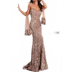 NEW JOVANI women's sequin embellished evening dress in copper
